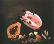 Mota, Jose de la still life of papaya,watermelon and cashew oil painting artist